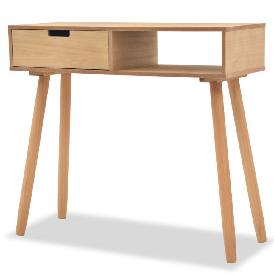 vidaXL Wandtafel 80x30x72 cm massief grenenhout bruin afbeelding 1