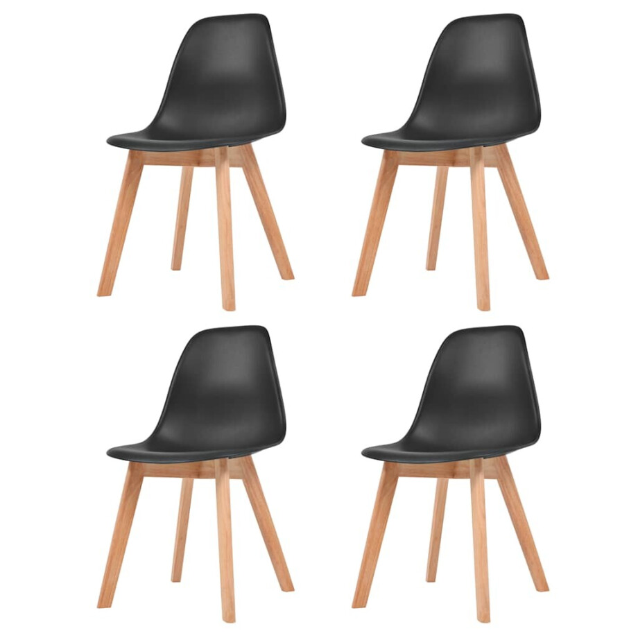 vidaXL Eetkamerstoelen 4 st kunststof zwart vidaXL Eetkamerstoelen 4 st kunststof zwart afbeelding 1