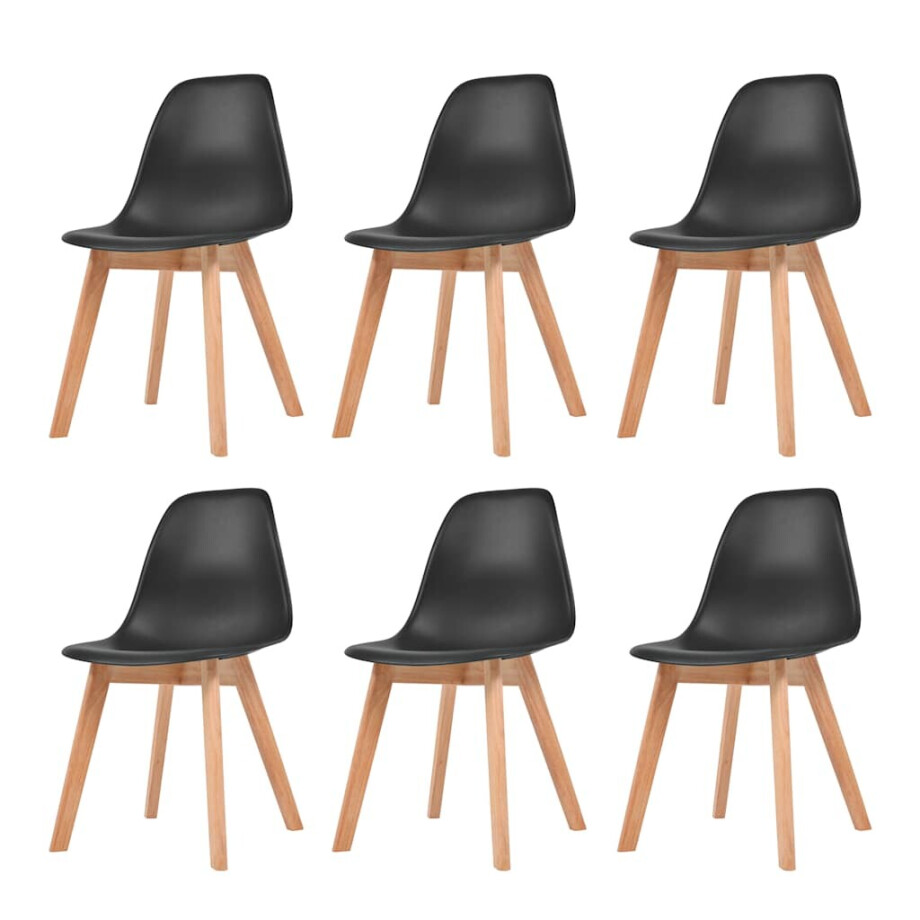 vidaXL Eetkamerstoelen 6 st kunststof zwart vidaXL Eetkamerstoelen 6 st kunststof zwart afbeelding 1