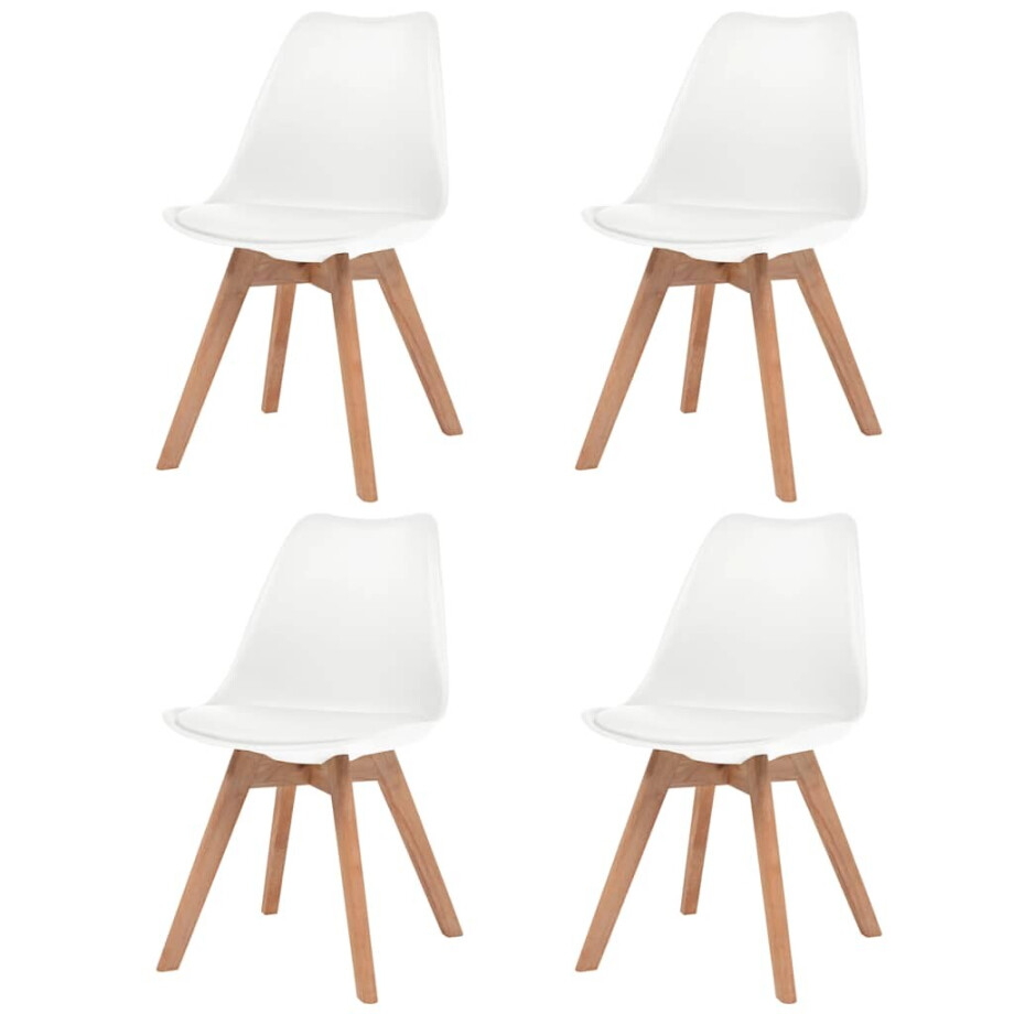 vidaXL Eetkamerstoelen 4 st kunststof wit vidaXL Eetkamerstoelen 4 st kunststof wit afbeelding 1