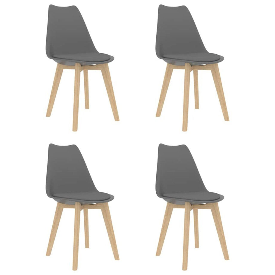 vidaXL Eetkamerstoelen 4 st kunststof grijs vidaXL Eetkamerstoelen 4 st kunststof grijs afbeelding 1