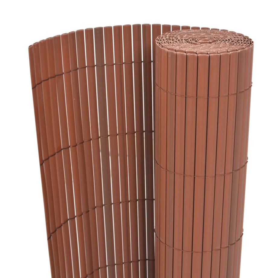 vidaXL Tuinafscheiding dubbelzijdig 90x300 cm PVC bruin afbeelding 1