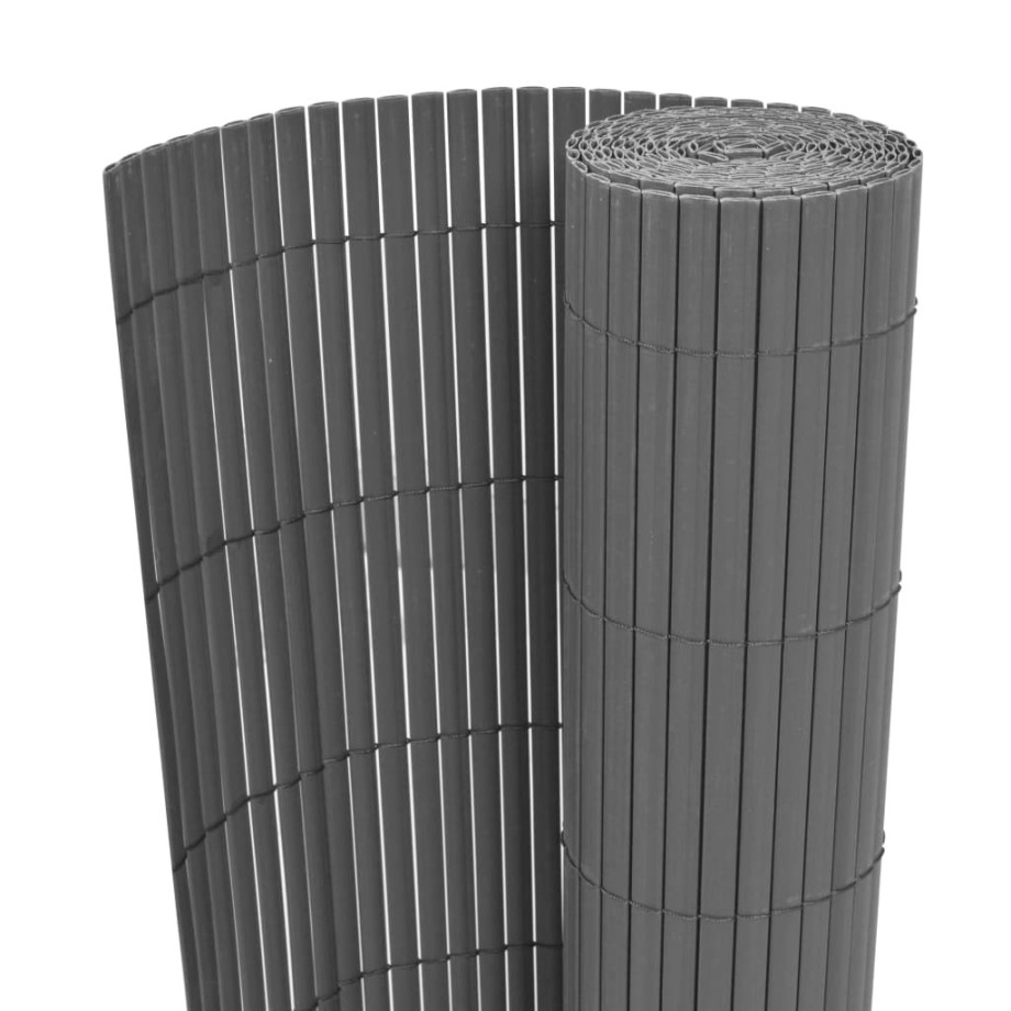 vidaXL Tuinafscheiding dubbelzijdig 90x300 cm PVC grijs afbeelding 1