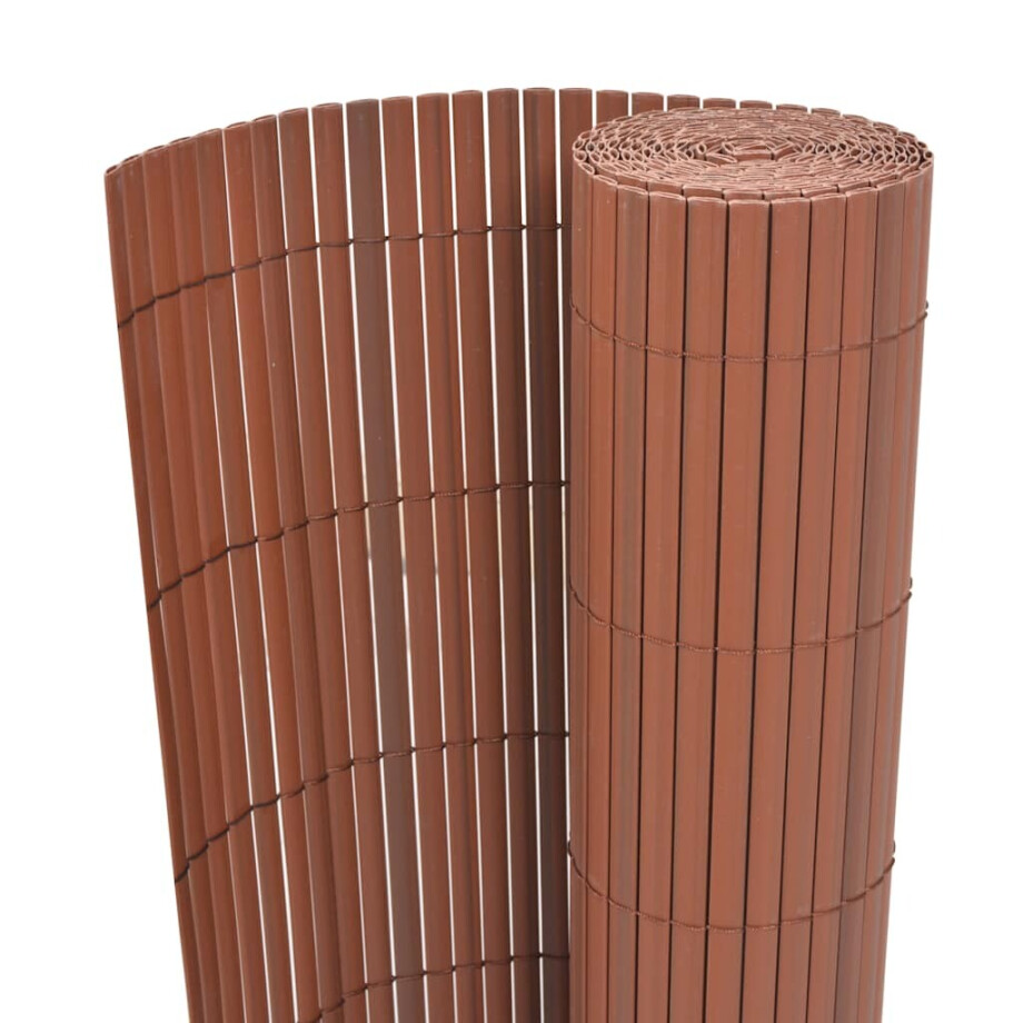 vidaXL Tuinafscheiding dubbelzijdig 90x500 cm PVC bruin afbeelding 1