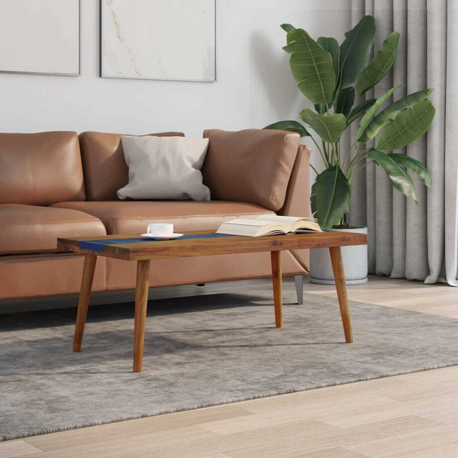vidaXL Salontafel 100x50x40 cm teakhout hars afbeelding 1