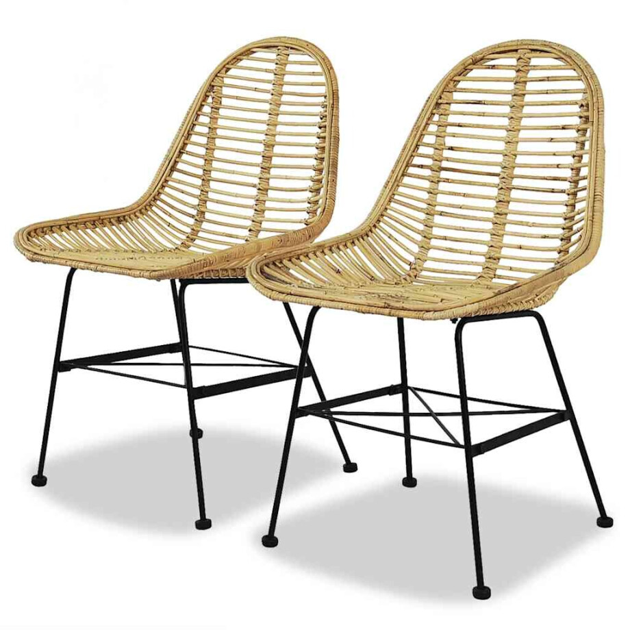 vidaXL Eetkamerstoelen 2 st natuurlijk rattan afbeelding 1