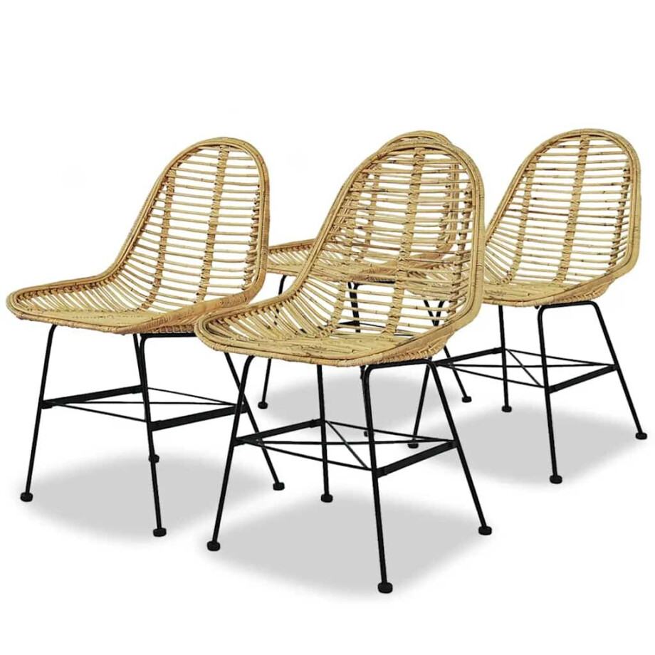 vidaXL Eetkamerstoelen 4 st natuurlijk rattan afbeelding 1
