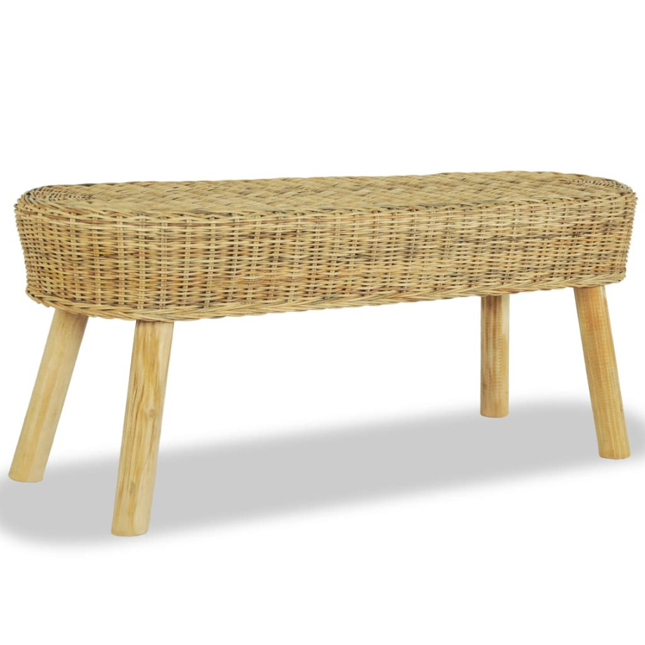 vidaXL Halbankje 110x35x45 cm natuurlijk rattan afbeelding 1