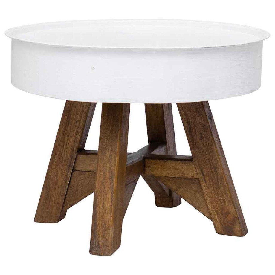 vidaXL Salontafel 60x45 cm massief gerecycled hout wit afbeelding 1