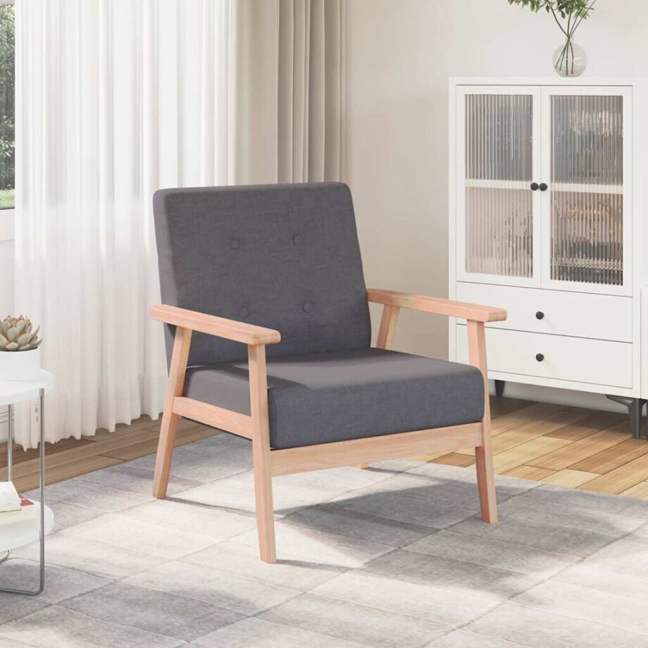 vidaXL Fauteuil stof donkergrijs afbeelding 1
