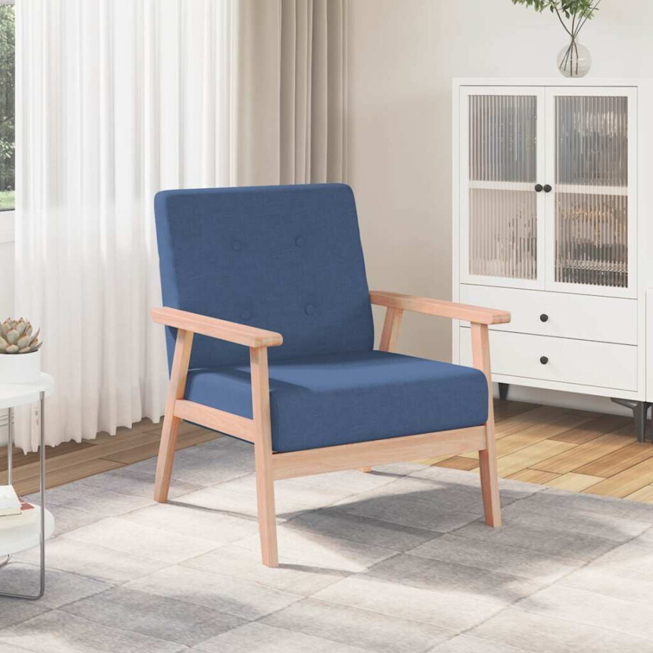vidaXL Fauteuil stof blauw afbeelding 1