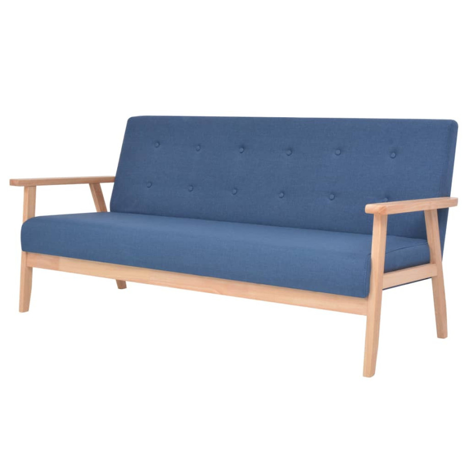 vidaXL Driezitsbank stof blauw afbeelding 1