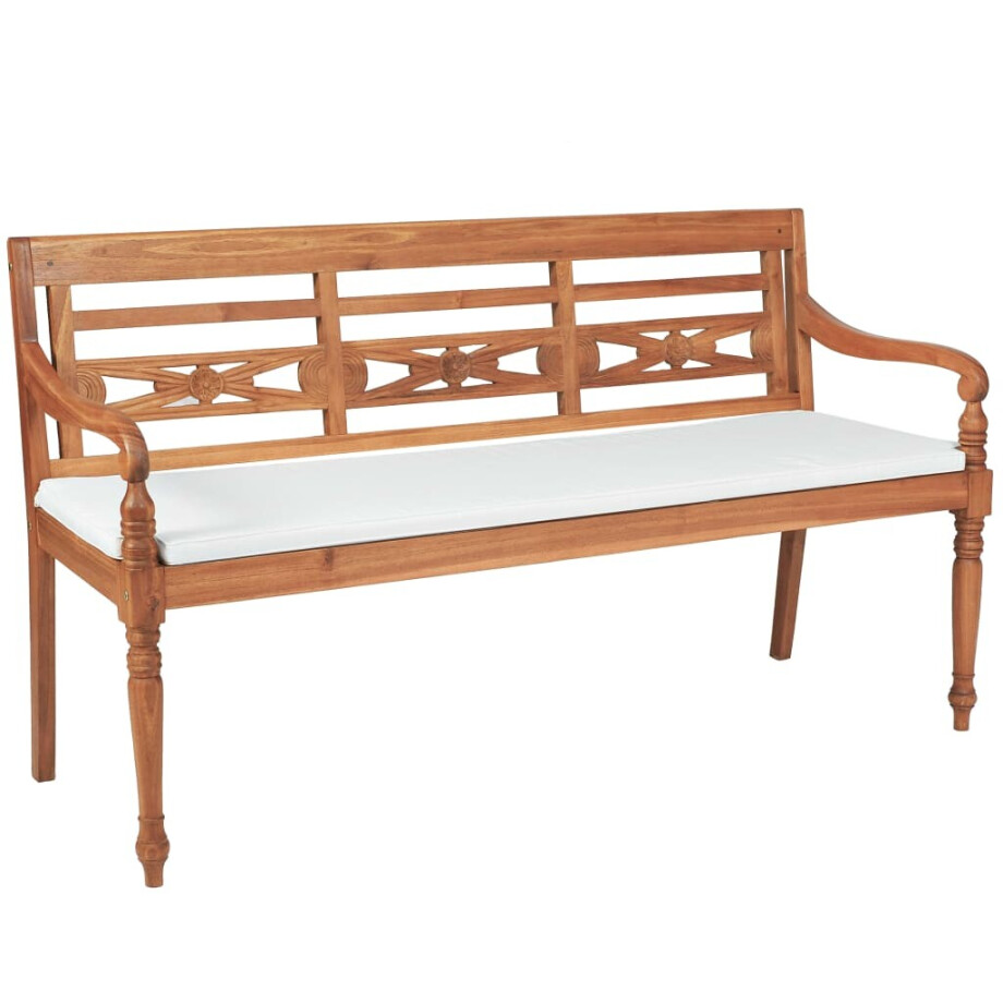 vidaXL Bank Batavia met kussens 150 cm teakhout afbeelding 1