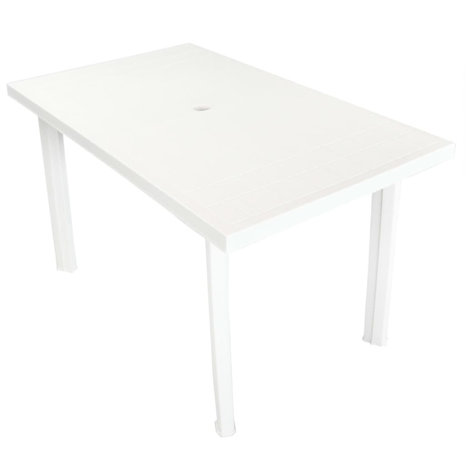 vidaXL Tuintafel 126x76x72 cm kunststof wit afbeelding 1