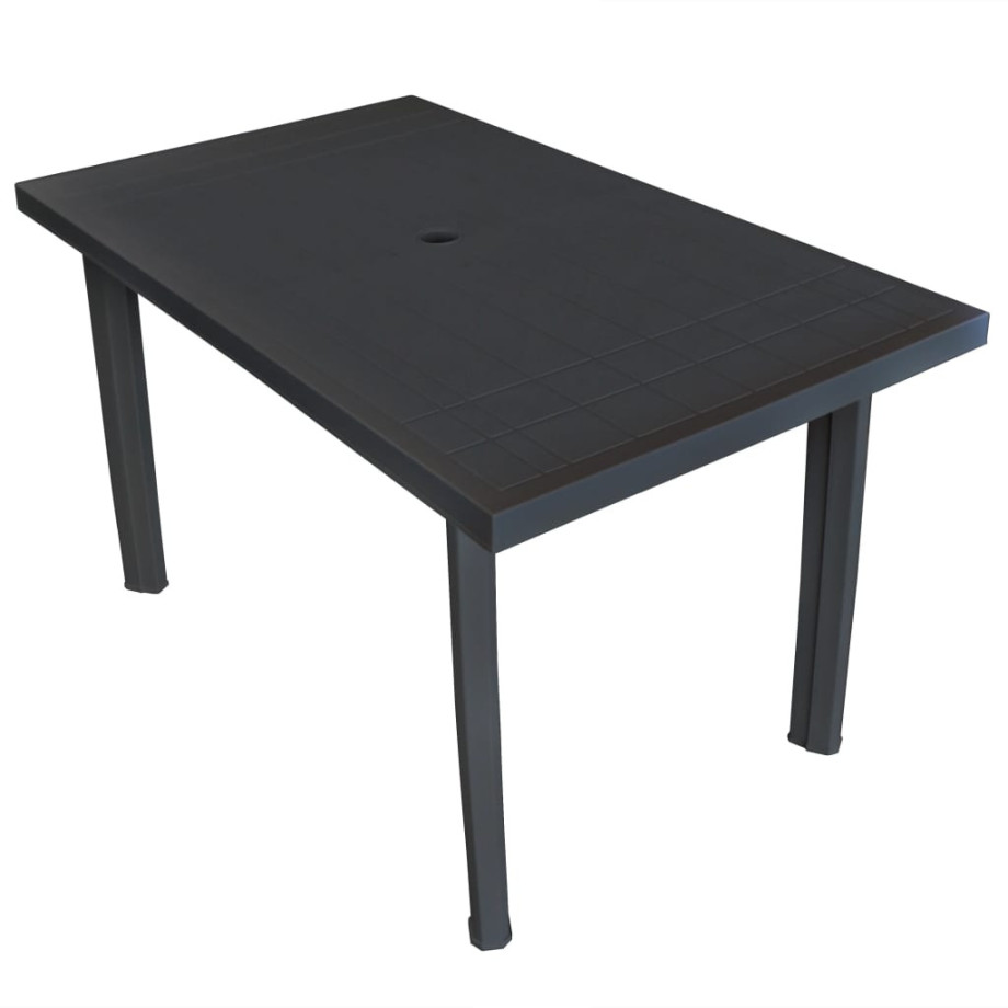 vidaXL Tuintafel 126x76x72 cm kunststof antraciet afbeelding 1