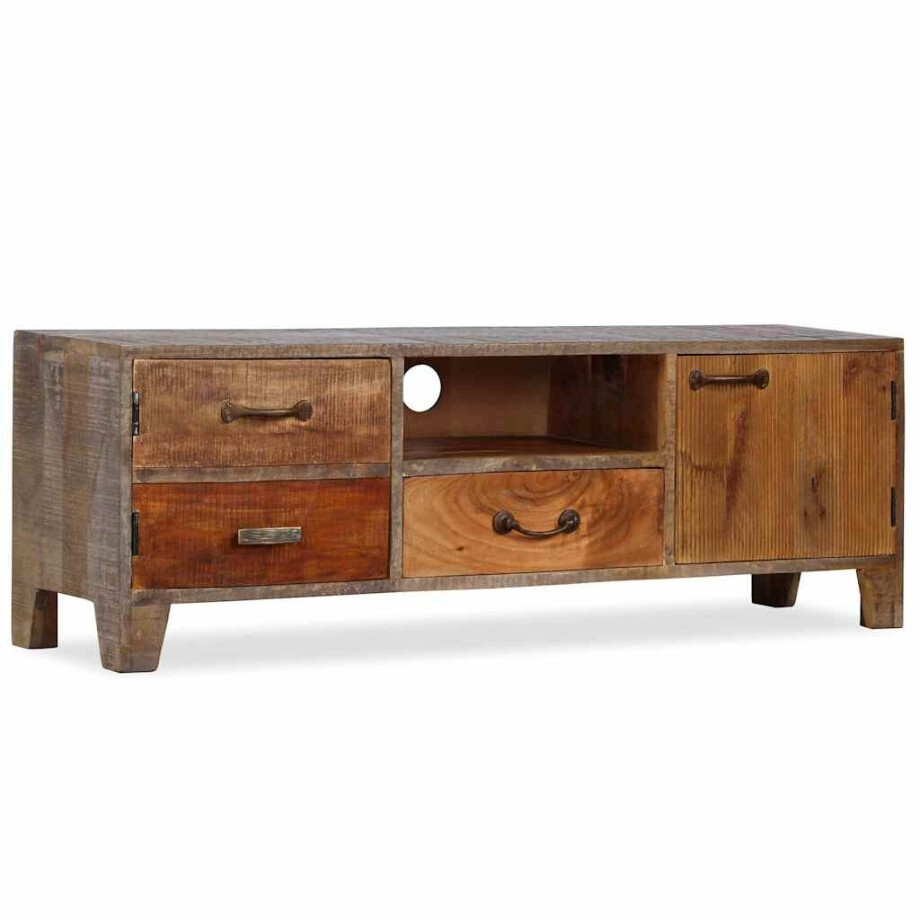 vidaXL Tv-meubel vintage 118x30x40 cm massief hout vidaXL Tv-meubel vintage 118x30x40 cm massief hout afbeelding 1