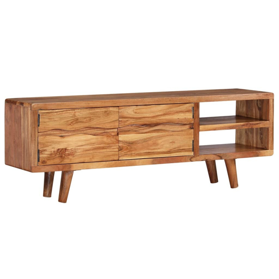 vidaXL Tv-meubel met bewerkte deuren 117x30x40 cm massief acaciahout afbeelding 1