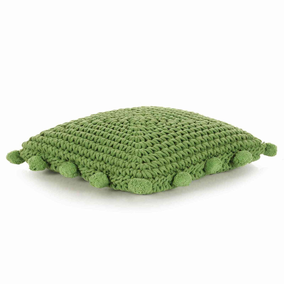 vidaXL Plaid kussen Basketweave met kussen Groen 50 x 50 cm Katoen afbeelding 1