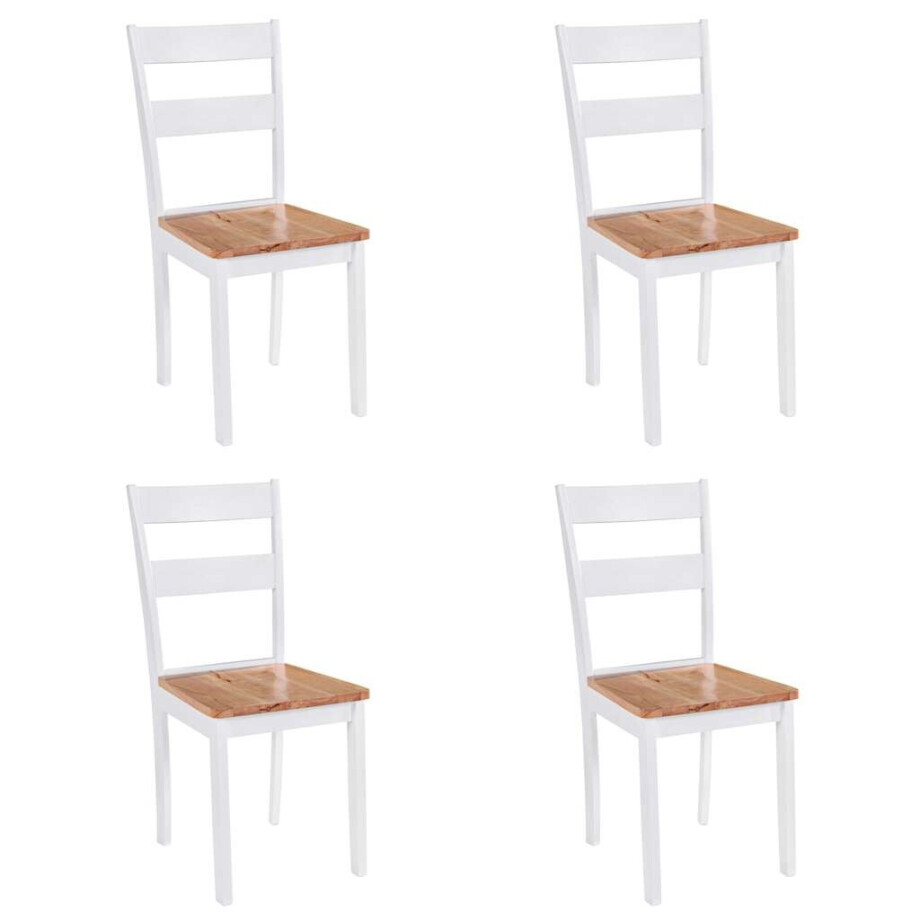 vidaXL Eetkamerstoelen 4 st massief rubberwood wit vidaXL Eetkamerstoelen 4 st massief rubberwood wit afbeelding 1