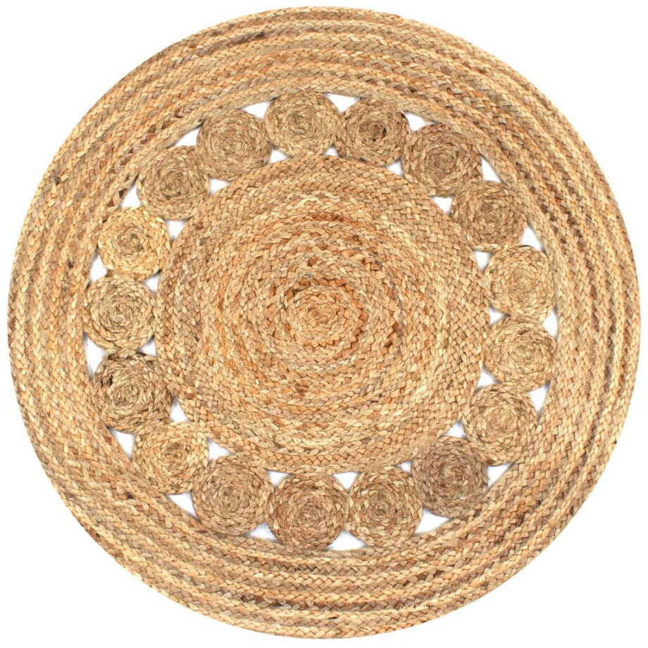 vidaXL Tapijt met ontwerp rond 90 cm gevlochten jute afbeelding 1