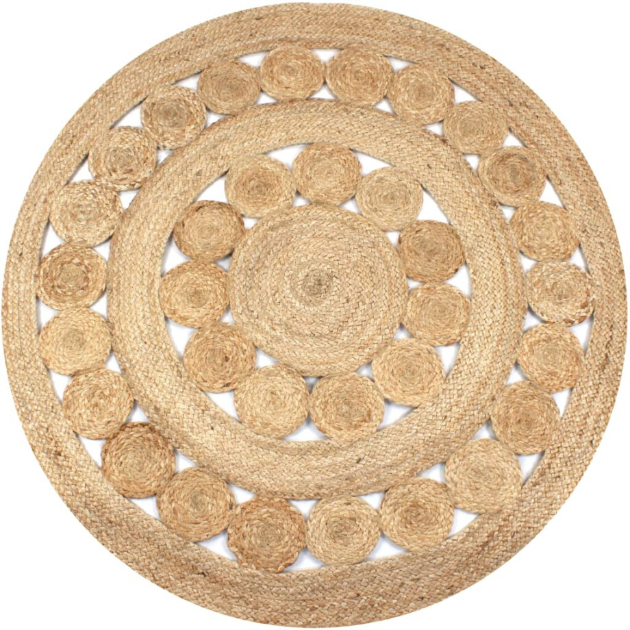 vidaXL Tapijt met ontwerp rond 150 cm gevlochten jute afbeelding 1