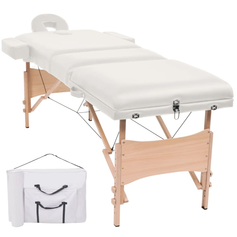 vidaXL Massagetafel inklapbaar 3 zones 10 cm dik wit afbeelding 1