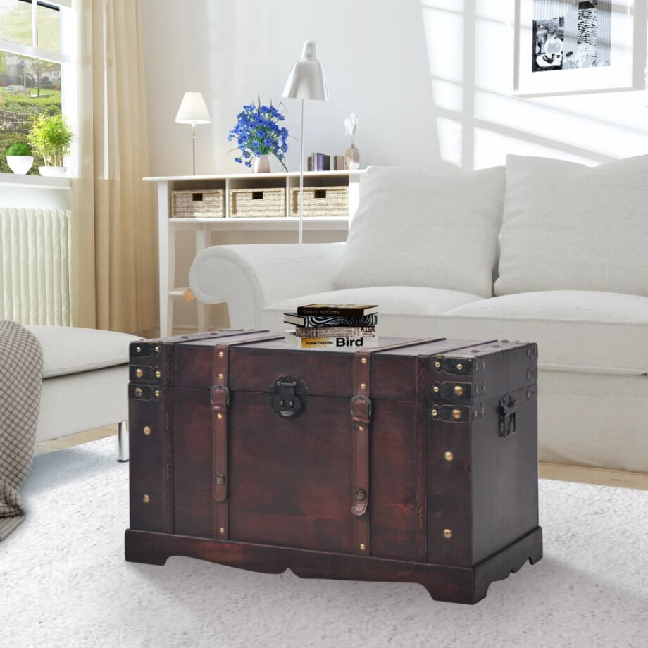 vidaXL Schatkist vintage stijl 66x38x40 cm hout afbeelding 1
