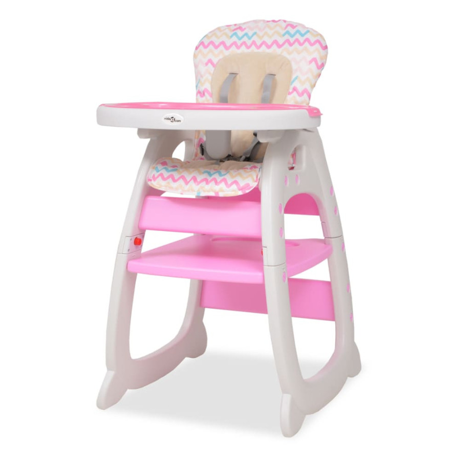 vidaXL Kinderstoel met blad 3-in-1 verstelbaar roze afbeelding 1