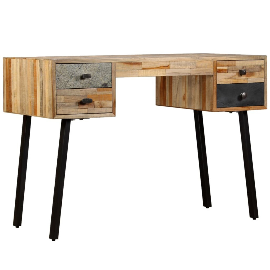 vidaXL Schrijftafel 110x50x76 cm massief gerecycled teakhout vidaXL Schrijftafel 110x50x76 cm massief gerecycled teakhout afbeelding 1