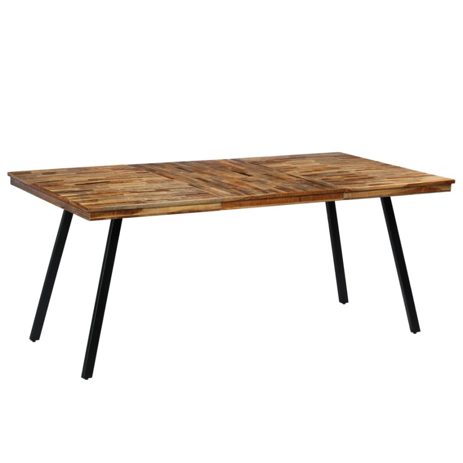 vidaXL Eettafel 180x90x76 cm gerecycled teakhout en staal afbeelding 1