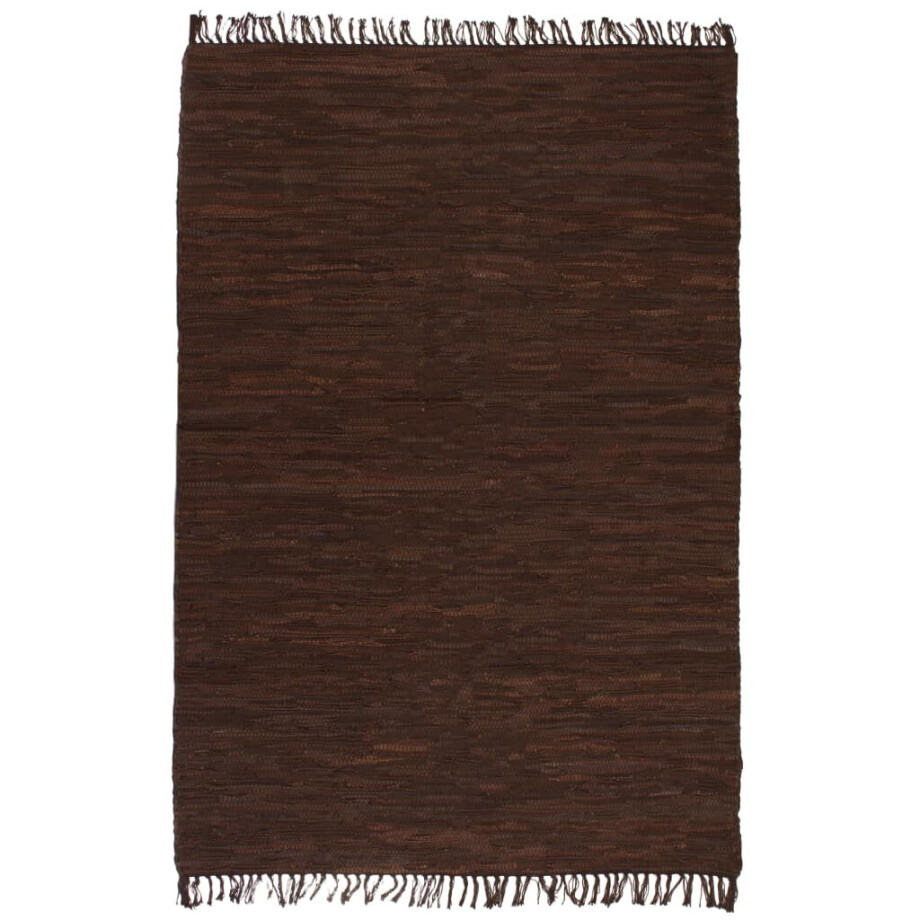 vidaXL Vloerkleed Chindi handgeweven 120x170 cm leer bruin afbeelding 1