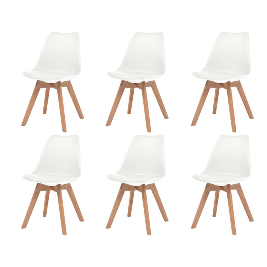 vidaXL Eetkamerstoelen 6 st kunststof wit vidaXL Eetkamerstoelen 6 st kunststof wit afbeelding 1