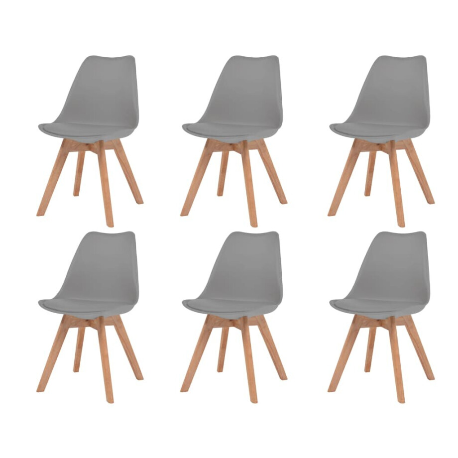 vidaXL Eetkamerstoelen 6 st kunststof grijs vidaXL Eetkamerstoelen 6 st kunststof grijs afbeelding 1