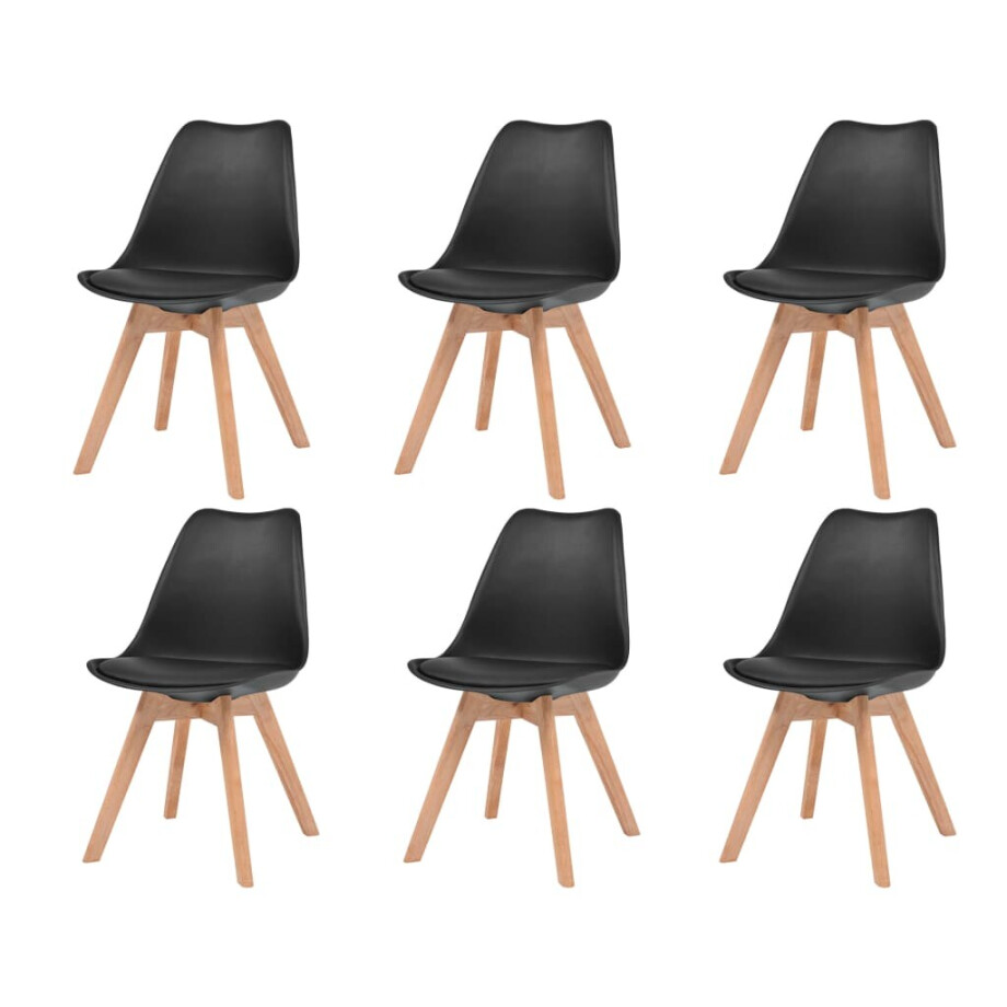 vidaXL Eetkamerstoelen 6 st kunststof zwart vidaXL Eetkamerstoelen 6 st kunststof zwart afbeelding 1