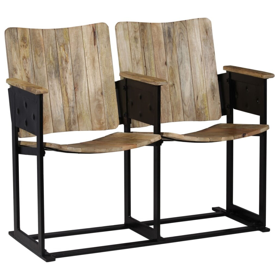 vidaXL Tweezitsbankje massief mangohout en staal afbeelding 1