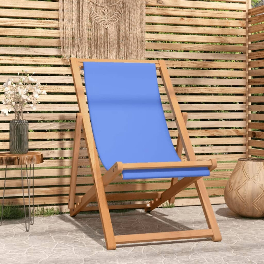 vidaXL Ligstoel 56x105x96 cm teakhout blauw afbeelding 1