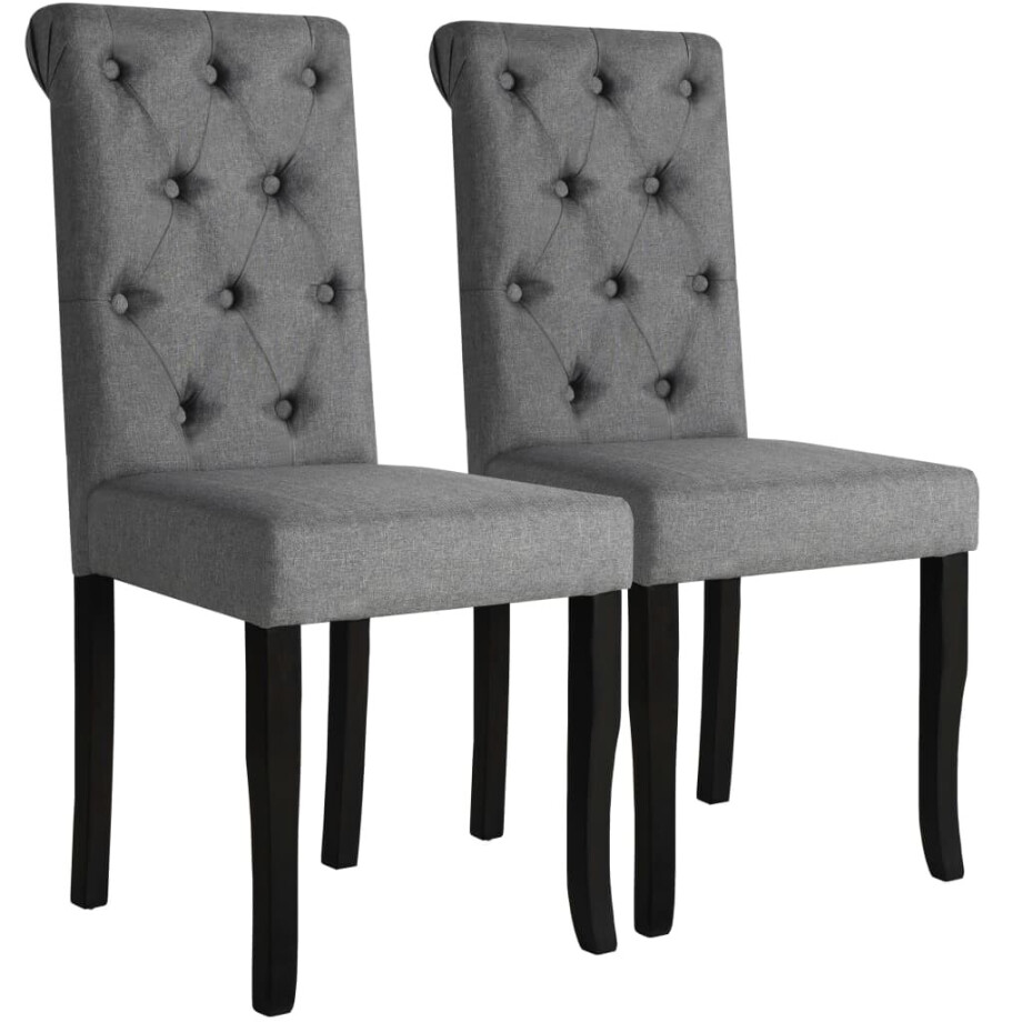 vidaXL Eetkamerstoelen 2 st stof donkergrijs vidaXL Eetkamerstoelen 2 st stof donkergrijs afbeelding 1