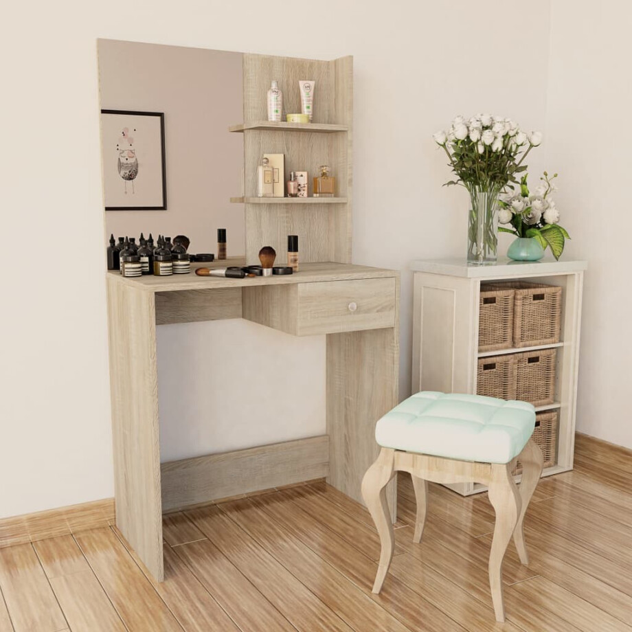 vidaXL Kaptafel 75x40x141 cm bewerkt hout eikenkleurig afbeelding 1
