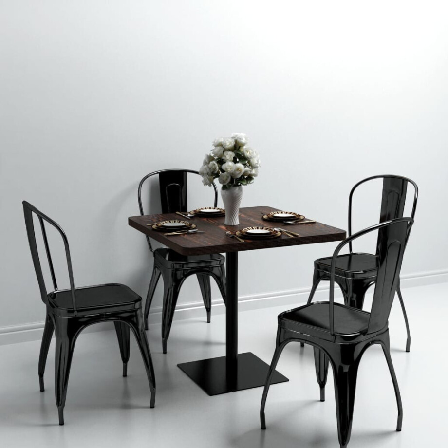 vidaXL Bistrotafel vierkant 80x80x75 cm MDF en staal donker essenkleur vidaXL Bistrotafel vierkant 80x80x75 cm MDF en staal donker essenkleur afbeelding 1
