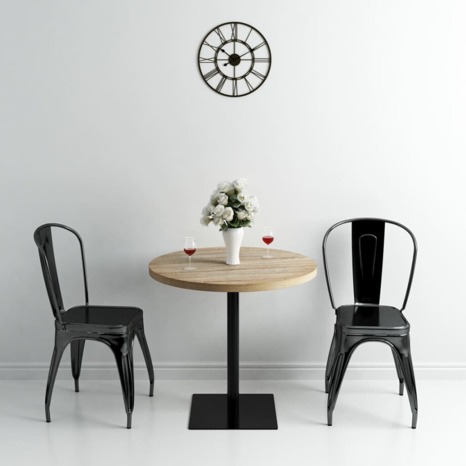 vidaXL Bistrotafel rond 80x75 cm MDF en staal eikenkleur afbeelding 1