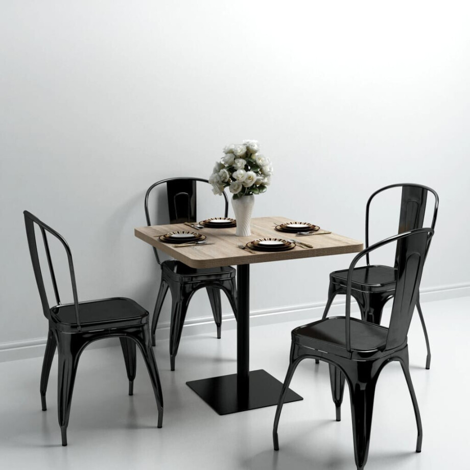 vidaXL Bistrotafel vierkant 80x80x75 cm MDF en staal eikenkleur afbeelding 1