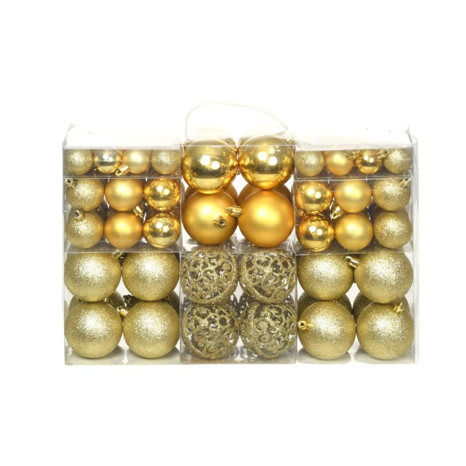 vidaXL 100-delige Kerstballenset 3/4/6 cm goudkleurig afbeelding 1