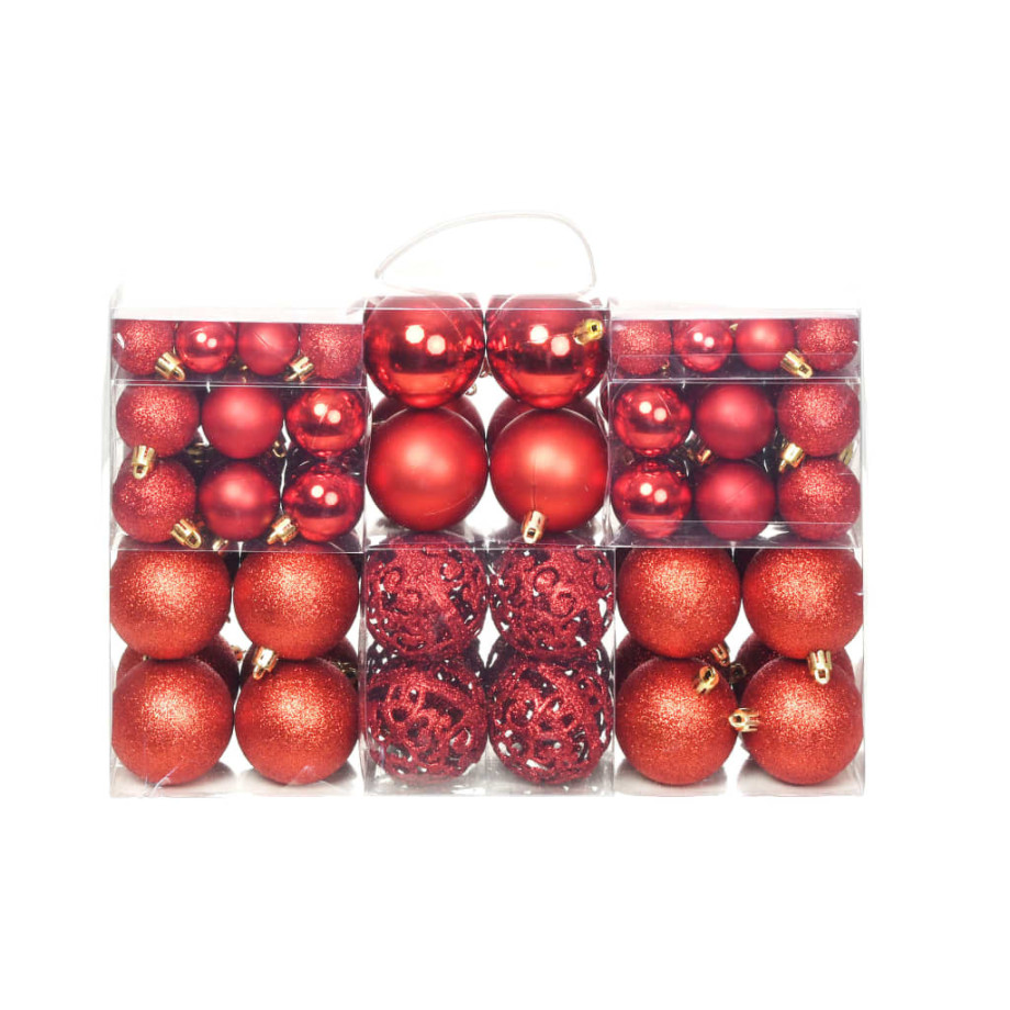 vidaXL 100-delige Kerstballenset 3/4/6 cm rood afbeelding 1