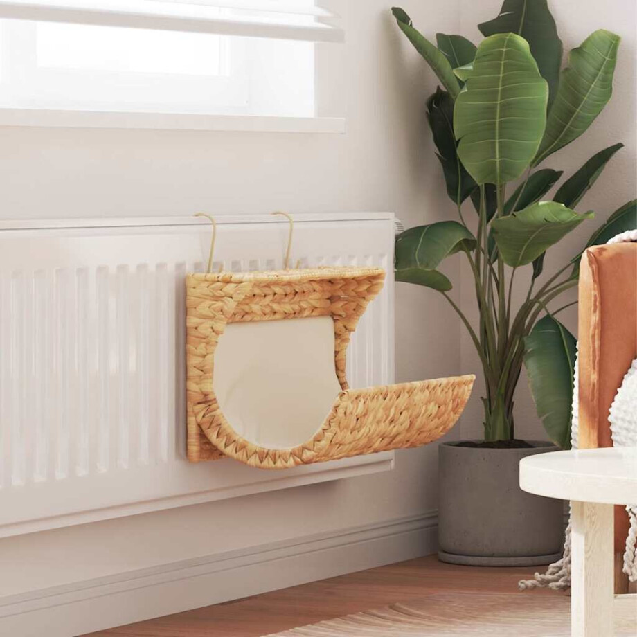 vidaXL Kattenbed met kussen 37x20x20 cm waterhyacint afbeelding 1