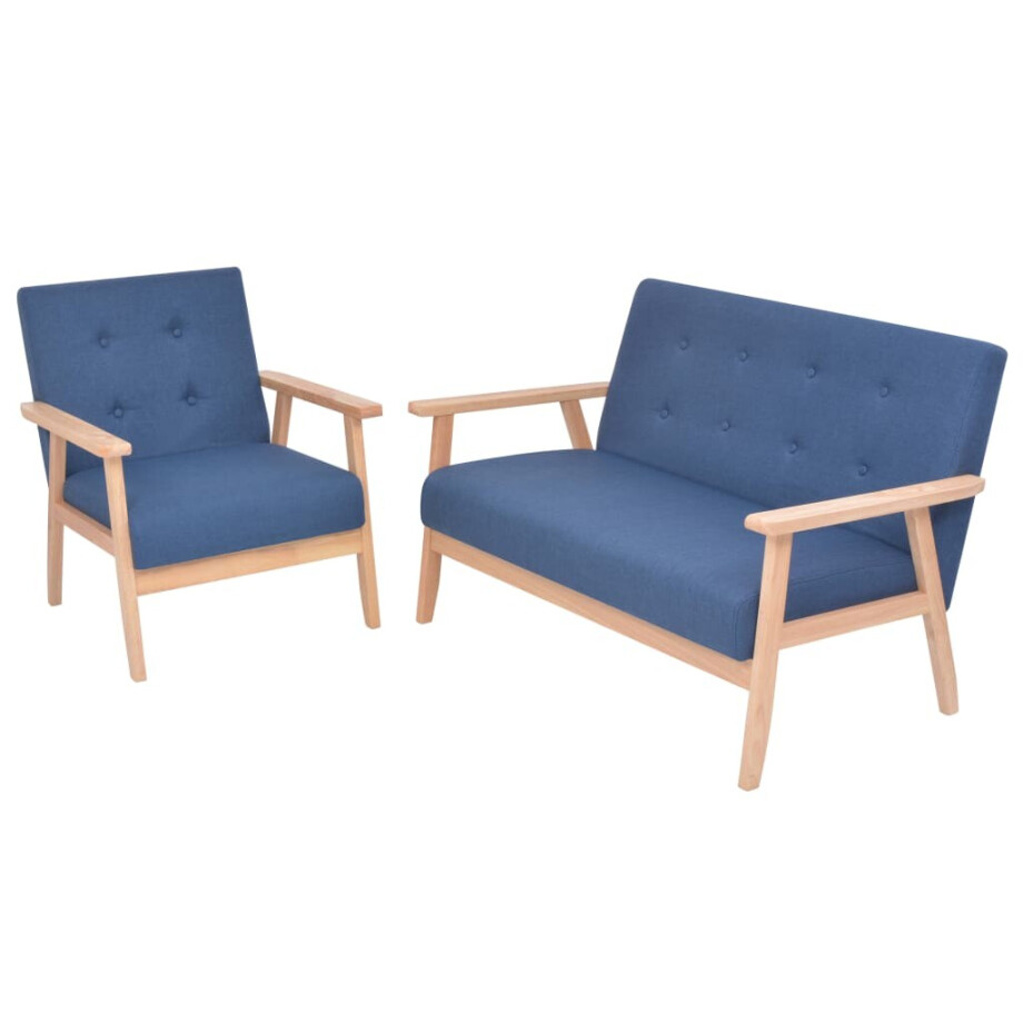 vidaXL Bankstel stof blauw 2-delig vidaXL Bankstel stof blauw 2-delig afbeelding 1