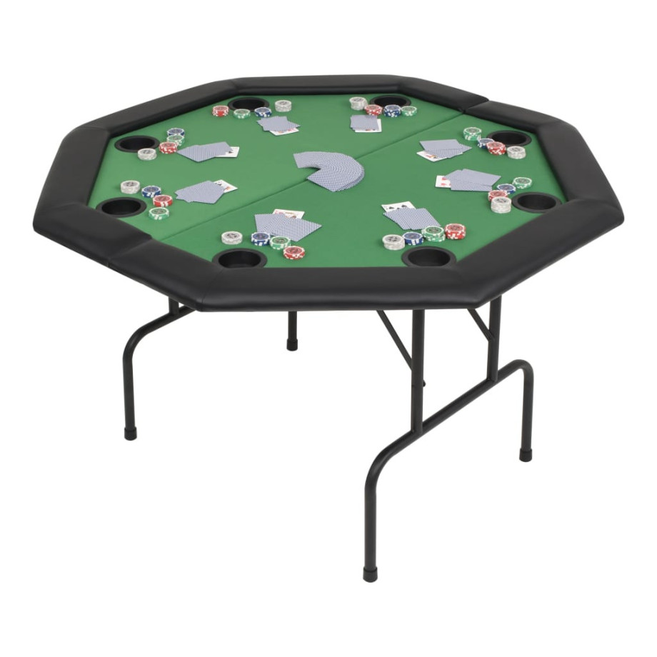 vidaXL Pokertafel voor 8 spelers achthoekig 2-voudig inklapbaar groen afbeelding 1