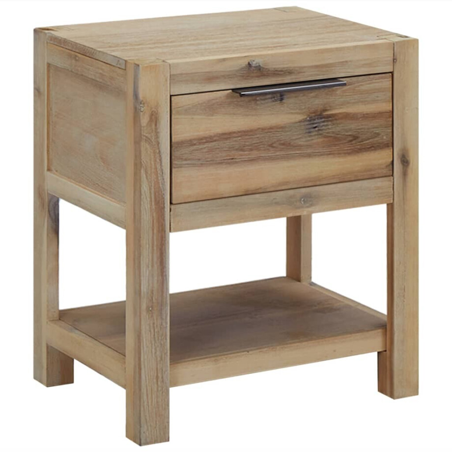 vidaXL Nachtkastje met lade 40x30x48 cm massief acaciahout afbeelding 1