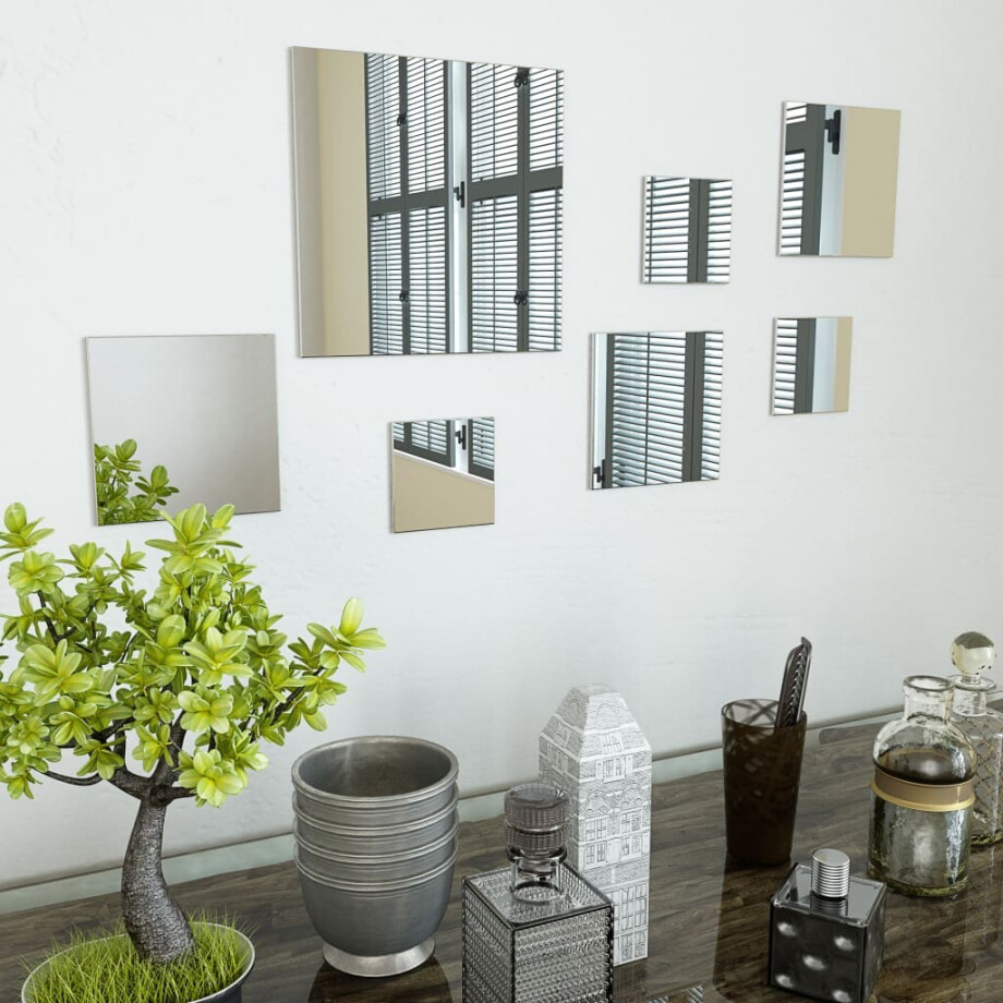 vidaXL Wandspiegels vierkant glas 7 st afbeelding 1