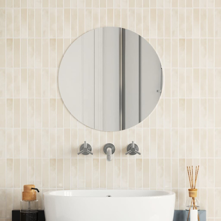vidaXL Wandspiegel rond 50 cm glas afbeelding 1