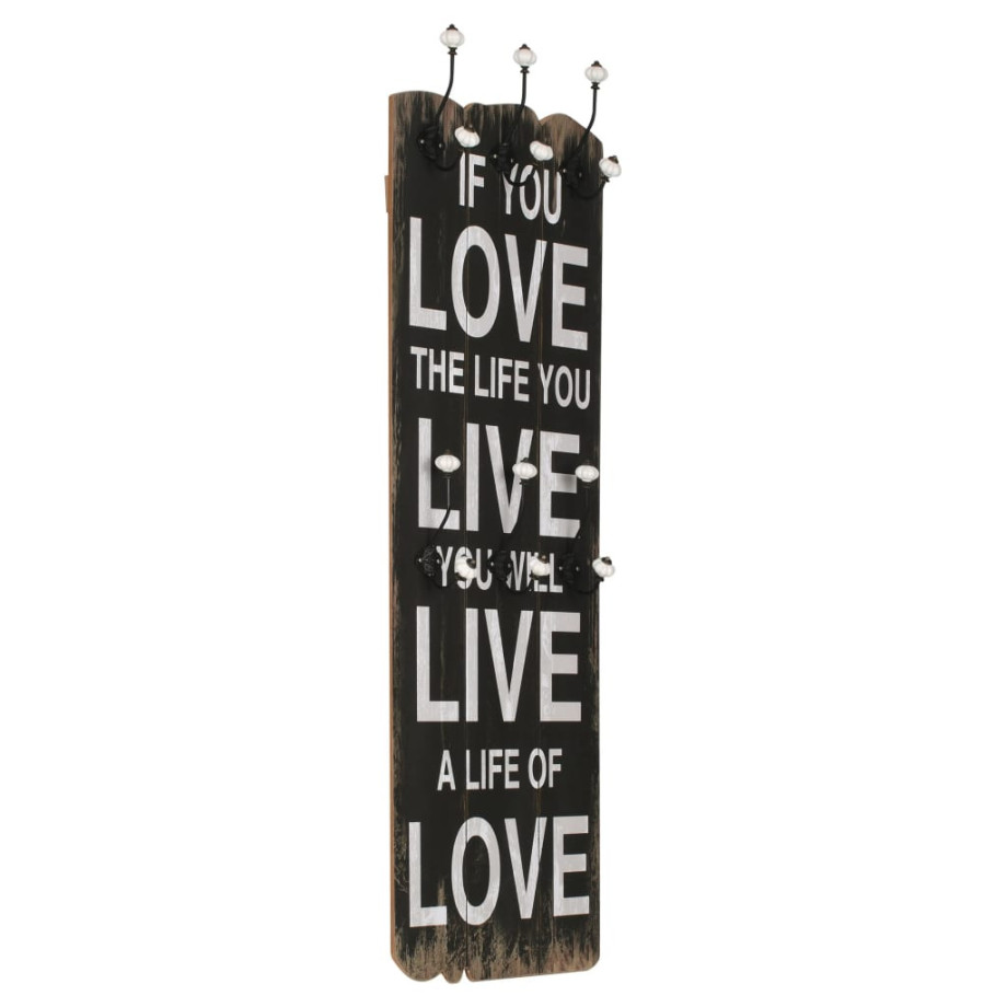 vidaXL Wandkapstok met 6 haken LOVE LIVE 120x40 cm afbeelding 1